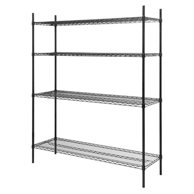 Nisbets Essentials Flat Pack 4 Shelf Unit Black Epoxy Coated 1830x1510x460mm - Image 2