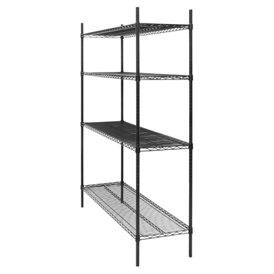 Nisbets Essentials Flat Pack 4 Shelf Unit Black Epoxy Coated 1830x1510x460mm - Image 3