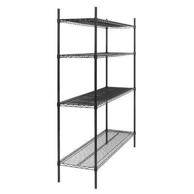 Nisbets Essentials Flat Pack 4 Shelf Unit Black Epoxy Coated 1830x1510x460mm - Image 4