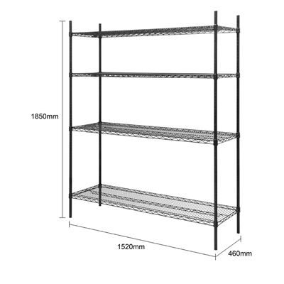Nisbets Essentials Flat Pack 4 Shelf Unit Black Epoxy Coated 1830x1510x460mm - Image 8