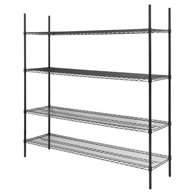 Nisbets Essentials Flat Pack 4 Shelf Unit Black Epoxy Coated 1830x1820x460mm - Image 2
