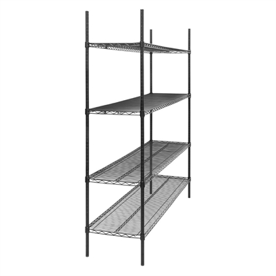 Nisbets Essentials Flat Pack 4 Shelf Unit Black Epoxy Coated 1830x1820x460mm - Image 4