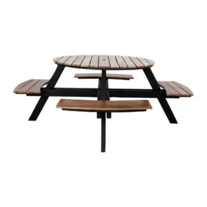 Bolero Acacia Round Picnic Table Bench Set