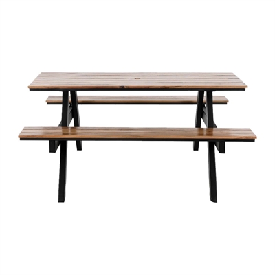 Bolero Acacia Rectangular Picnic Table Bench Set - Image 2