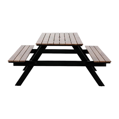 Bolero Acacia Rectangular Picnic Table Bench Set - Image 4