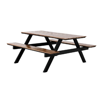 Bolero Acacia Rectangular Picnic Table Bench Set