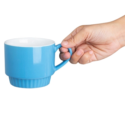 Olympia Café Stacking Mugs Blue 340ml (6 Pack) - Image 3
