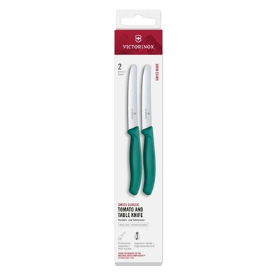 Victorinox Swiss Classic Tomato & Table Knife Wavy Green 11cm ( 2 Pack) - Image 2