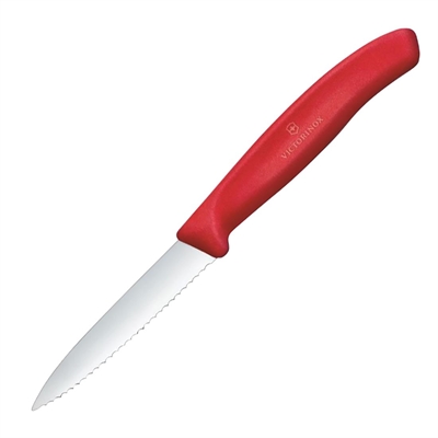 Victorinox Swiss Classic Paring Knife Wavy Pointed Tip Red 8cm