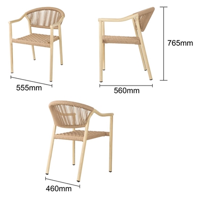 Bolero Dune PE Twist Rattan Outdoor Armchair Honey (4 Pack) - Image 5