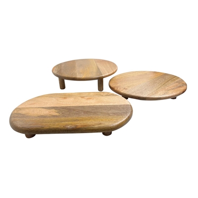 Olympia Mango Wood Round Display Stand with Legs 300x40mm - Image 4