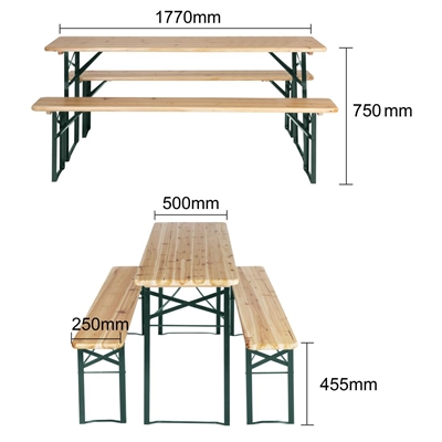 Bolero German Beer Bench and Table Set 1770x500mm - Image 2