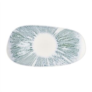 Churchill Lyra Organic Oblong Plates Blue Opal 350x185mm (6 Pack)
