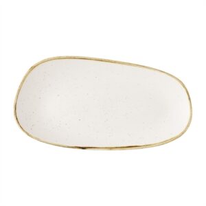 Churchill Stonecast Opal Oblong Plates Barley White 350x185mm (6 Pack)