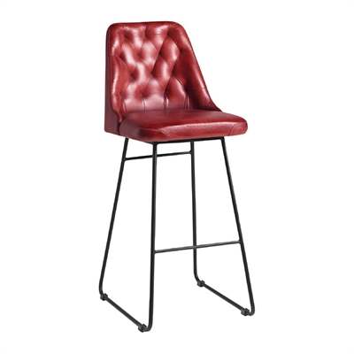 Harland Leather Bar Stool Vintage Red