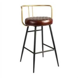 Aulenti Leather Bar Height Cocktail Stool Claret Red