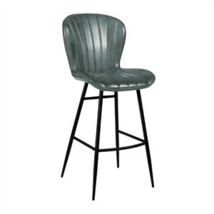 Lars Leather Bar Stool Steel Grey