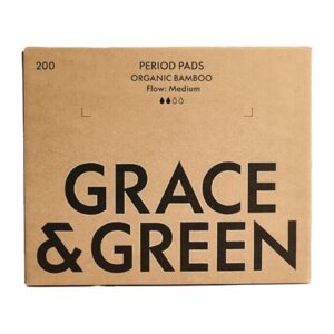 Grace & Green Organic Bamboo Period Pads, Medium (200 Pack)