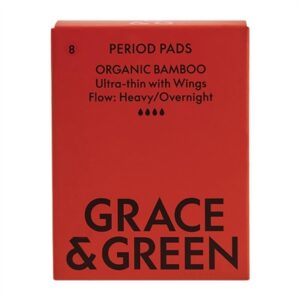 Grace & Green Organic Bamboo Period Pads, Heavy (8 Pack)