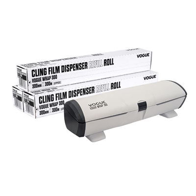 Vogue Wrap300 Dispenser & Cling Film Refill Bundle