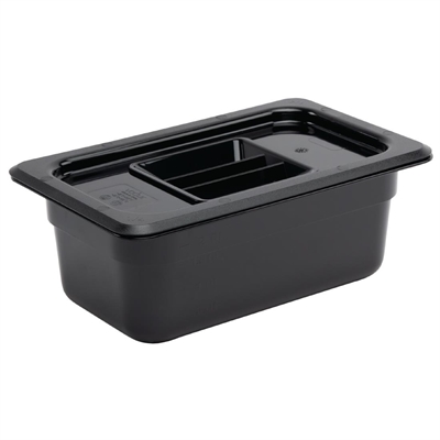 Vogue ABS Gastronorm Tray Black GN 1/4 100mm - Image 2