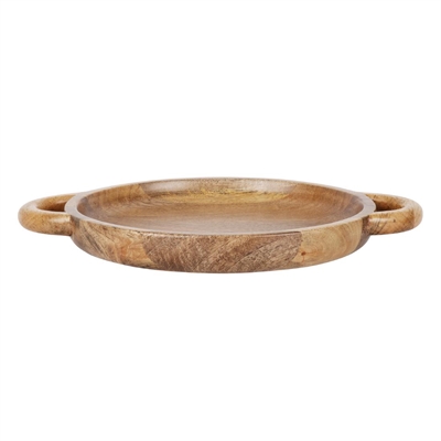 Olympia Mango Wood Round Display Tray with Handles 390x300mm - Image 2