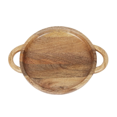 Olympia Mango Wood Round Display Tray with Handles 390x300mm - Image 3