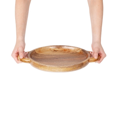 Olympia Mango Wood Round Display Tray with Handles 390x300mm - Image 6